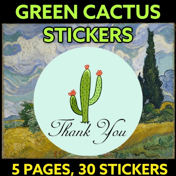 💝 30 2.5” Cactus Green Stickers CLEARANCE - Picture 2 of 6